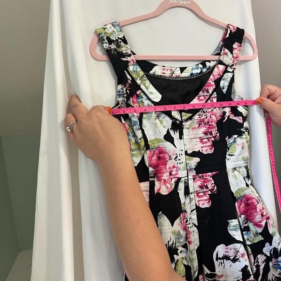 White House Black Market Floral Sleeveless Dress - Black and Pink - Picture 6 of 9